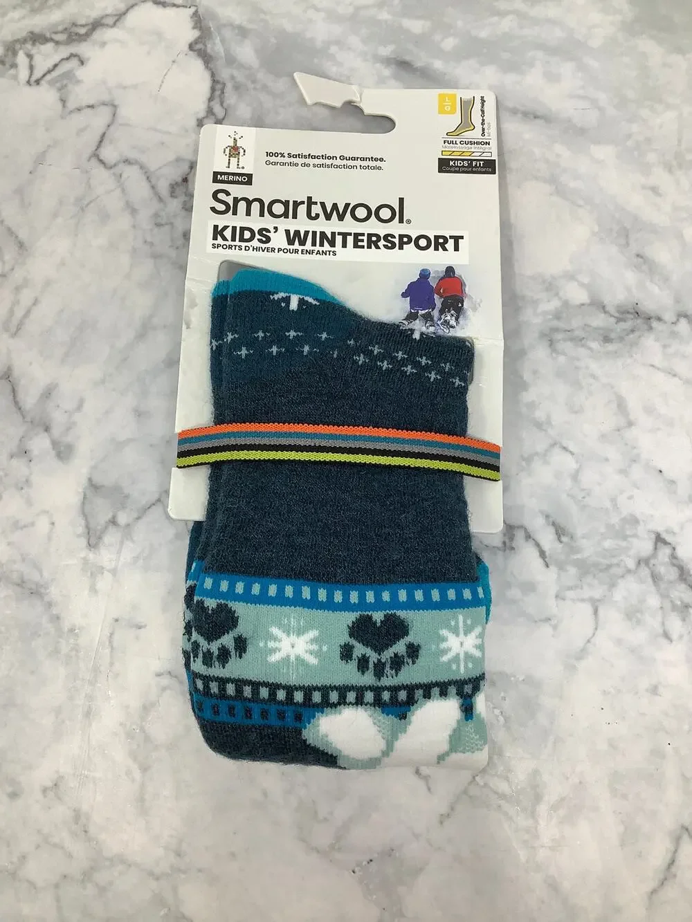Smartwool Kids Large Wintersport Polar Bear Twilight Blue O.T.C Socks  M30-27